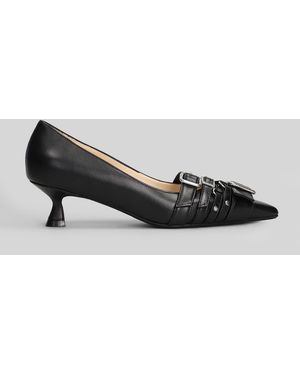 Anna F. Pumps In Black Leather - Gray