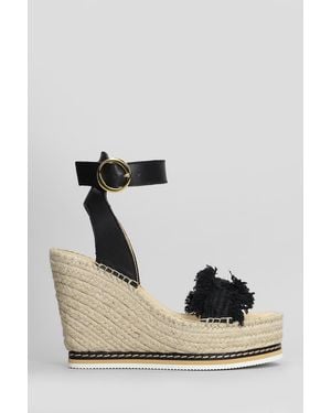 Odissi Lily Wedges In Black Leather