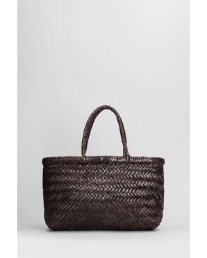 Dragon Diffusion Borsa a mano Mini Flat Gora Baskt in Pelle Marrone - Multicolore