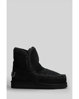 Mou Eskimo 18 Low Heels Ankle Boots In Black Suede