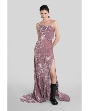Ann Demeulemeester Aaricia Long Dress In Rose-pink Velvet