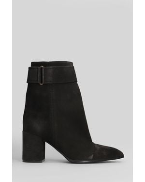 Lella Baldi High Heels Ankle Boots In Black Suede
