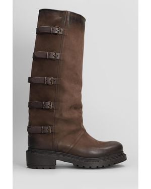 METISSE Low Heels Boots In Dark Brown Nubuck