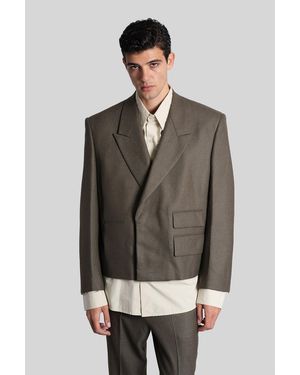 Entire studios Book Blazer Blazer In Green Wool - Gray