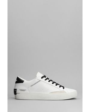 Crime London Sneakers Distressed in Pelle Bianca - Metallizzato