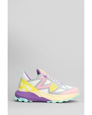 Philippe Model Rocx Low Sneakers In White Leather And Fabric - Multicolor
