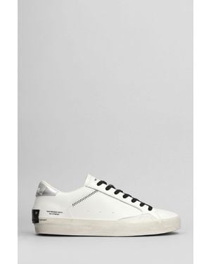 Crime London Distressed Sneakers In White Leather - Multicolor