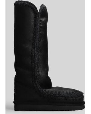 Mou Eskimo 40 Low Heels Boots In Black Leather