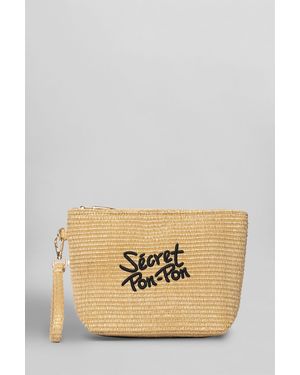 Secret Pon-pon Pochette Rodeo clutch in rafia Beige - Neutro