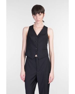 Tagliatore 0205 Gilet Giselle in Lana Nera - Blu