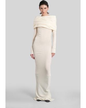 Entire studios Cavalier Dress Long Dress In Beige Wool - Natural