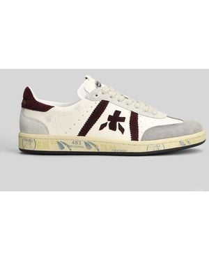 Premiata Bonnie Sneakers In White Suede And Leather - Black