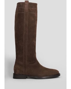 Anna F. Low Heels Boots In Brown Suede