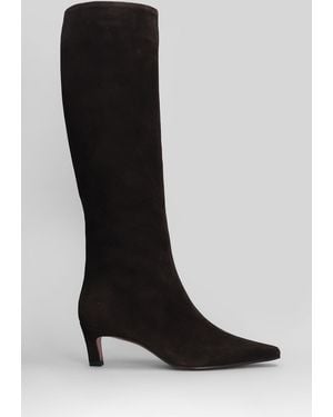 Festa Fredine High Heels Boots In Dark Brown Suede - Black