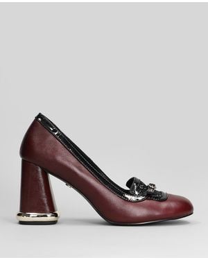 GOLD&ROUGE Valibi Pumps In Bordeaux Leather - Red