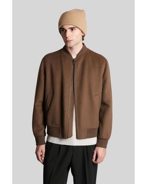Low Brand Bomber Double Wool Bomber Jacket In Brown Wool