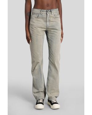 Rick Owens Fog Cut Jeans In Beige Cotton - Natural
