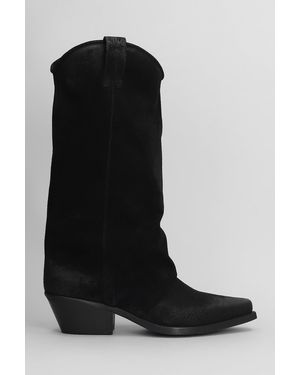 METISSE Texan Boots In Black Suede