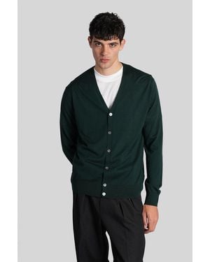 Ballantyne Cardigan In Green Wool
