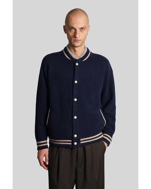 Laneus Bomber Jacket In Blue Cashmere