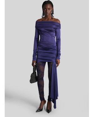 ANDAMANE Wendell Mini Dress In Blue Acetate