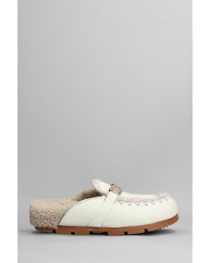 Mou Slipper-Mule Winter Bio in Pelle Bianca - Grigio