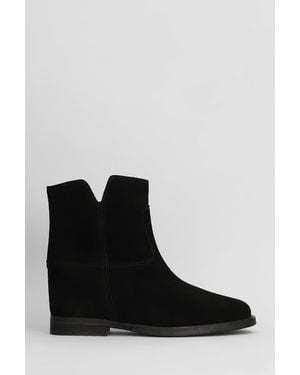 Via Roma 15 Ankle Boots Inside Wedge In Black Suede