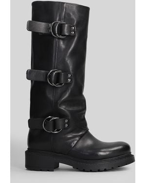 METISSE Low Heels Boots In Black Leather