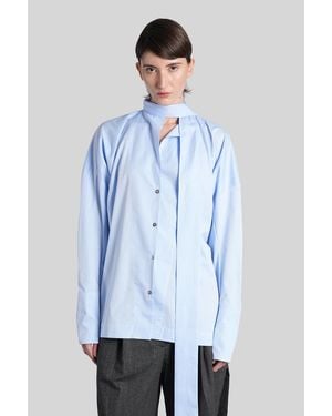 THE LATEST Cecilia Shirt In Cyan Cotton - Blue