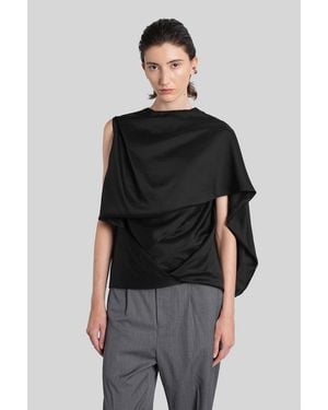 Entire studios Side Drape Topwear In Black Wool And Polyester