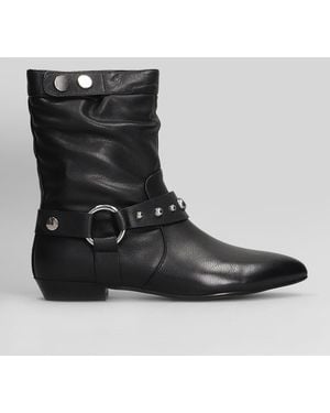 Bibi Lou Low Heels Ankle Boots In Black Leather