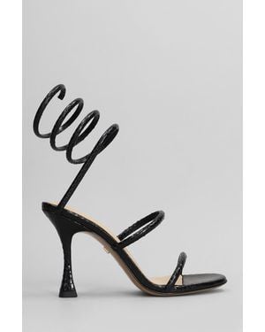 Lola Cruz Sandali Greta 95 in Pelle Nera - Metallizzato