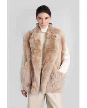 Blancha 70 Fur & Shearling In Beige Leather - Natural