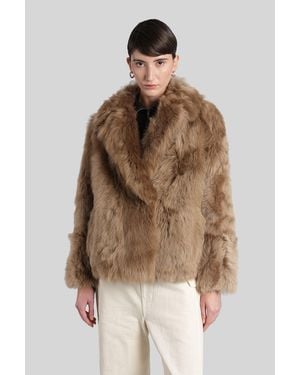 Blancha 70 Fur & Shearling In Beige Leather - Brown