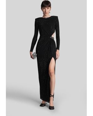 Self-Portrait Crystal-Embellished Mesh Maxi Dress - Black