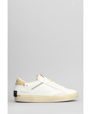 Crime London Sneakers Distressed in Pelle Bianca - Bianco
