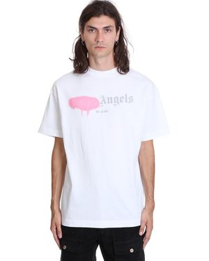 Palm Angels T-shirt Sprayed Logo bianca/rosa - Bianco