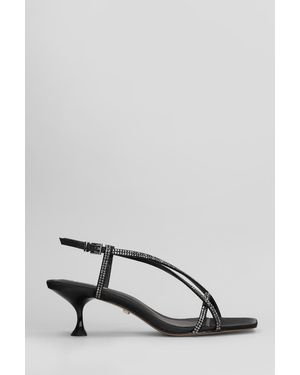 Lola Cruz Sandali Liberty Heel 55 in Raso Nero - Grigio