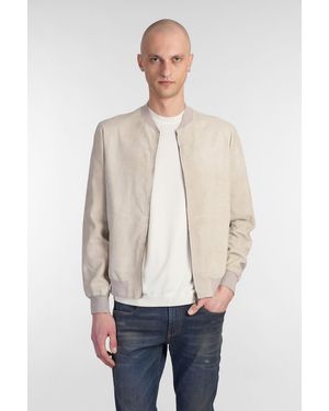 Salvatore Santoro Giacca Bomber in Pelle Beige - Neutro