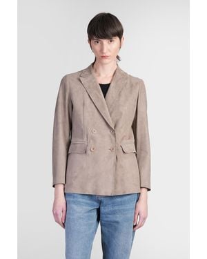 Salvatore Santoro Giacca in Pelle in Pelle Taupe - Neutro