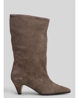 Fabio Rusconi High Heels Ankle Boots In Taupe Suede - Brown