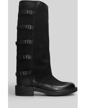 METISSE Low Heels Boots In Black Nubuck