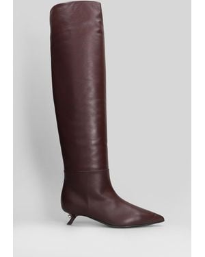 ALEVI Debby 035 Low Heels Boots In Bordeaux Leather - Brown