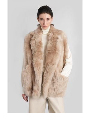 Blancha 70 Fur & Shearling In Beige Leather - Natural