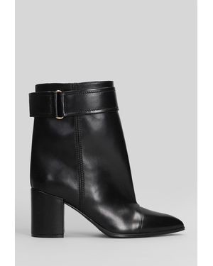 Lella Baldi High Heels Ankle Boots In Black Leather