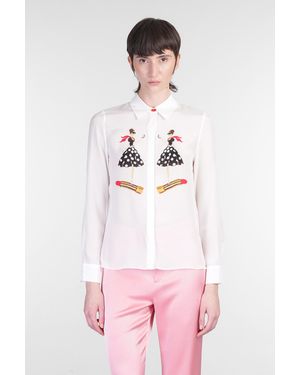 Alice + Olivia Camicia Willa in Seta Bianca - Rosa
