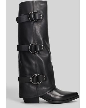 METISSE Texan Boots In Black Leather