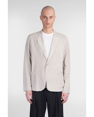 Salvatore Santoro Giacca in Pelle in Pelle Grigia - Bianco