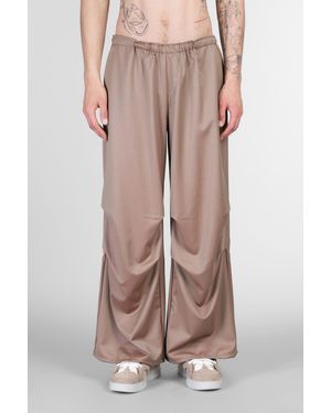 DANILO PAURA Fan Pants In Taupe Wool - Pink