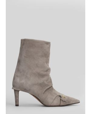 The Seller Low Heels Ankle Boots In Gray Suede